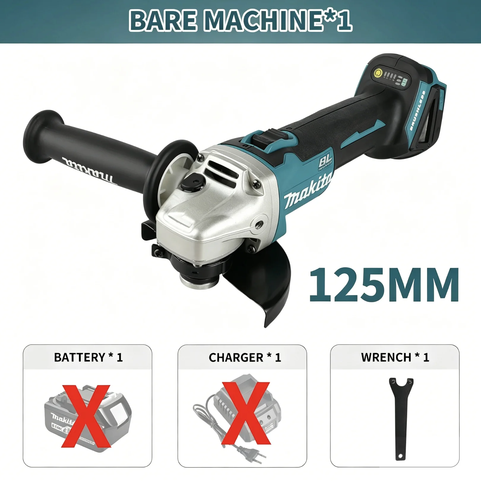 Makita DGA506 18V 125mm Oplaadbare haakse slijpmachine Elektrische polijstmachine Borstelloze metaalslijp- en snijmachine