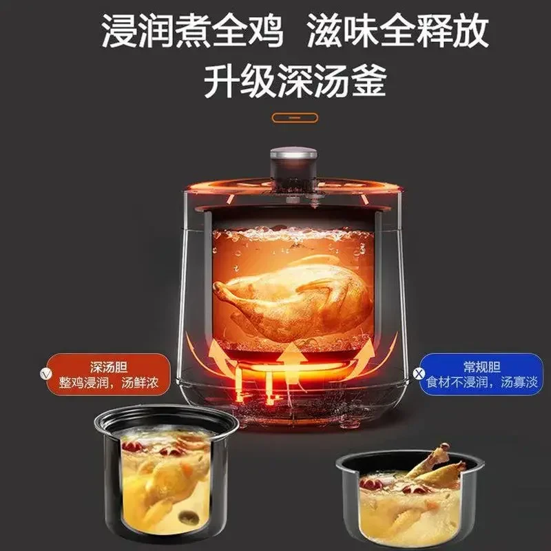 طنجرة ضغط كهربائية أوتوماتيكية بالكامل سعة 5 لتر، طنجرة أرز منزلية جديدة، وعاء مزدوج، تبخير وطهي متعدد الوظائف