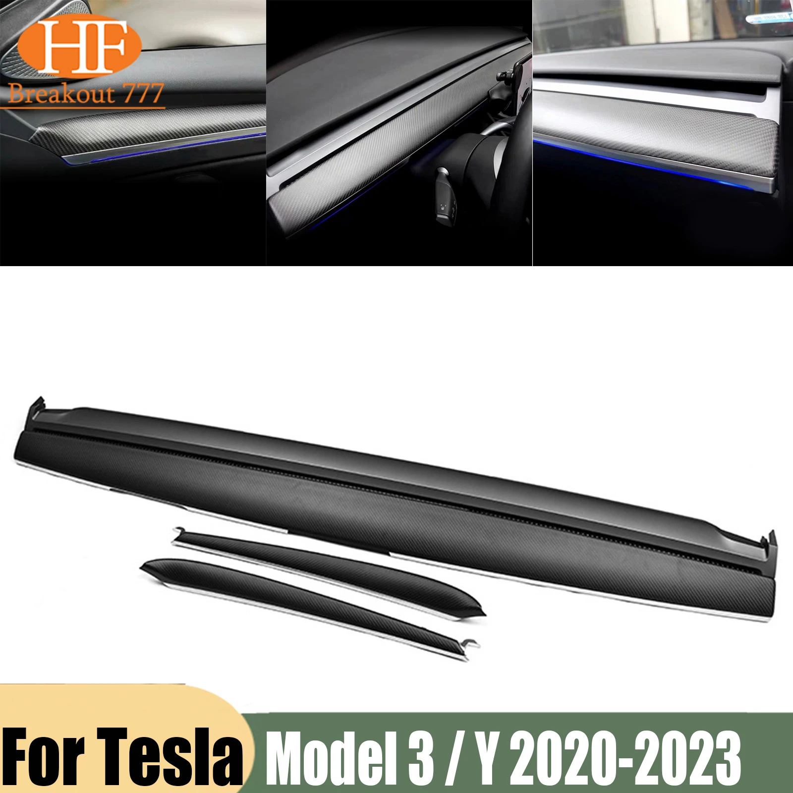 Complete Dashboard and Side Door Carbon fibre Replacement For Tesla Model Y & 3
