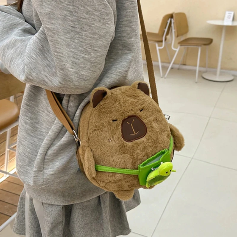 Kawaii Capybara-Plüschbeutel, niedliche Cartoon-weiche Schultasche, tägliche All-in-One-Aufbewahrung, Handytasche, Geschenke für Studenten und Frauen