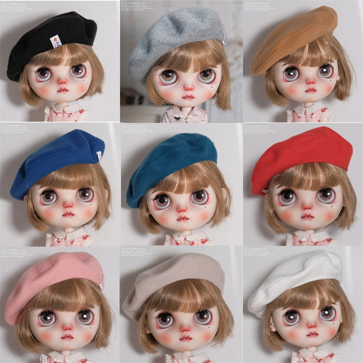 

BJD Doll hat suitable for Blythe size fashion all-match woolen beret doll accessories