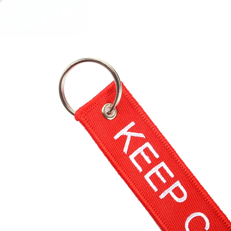 Keep Calm And Carry On Both Sides Embroidery Different Patterns Pendant Key Chain Car Backpack Keychain Rectangle Wholesale