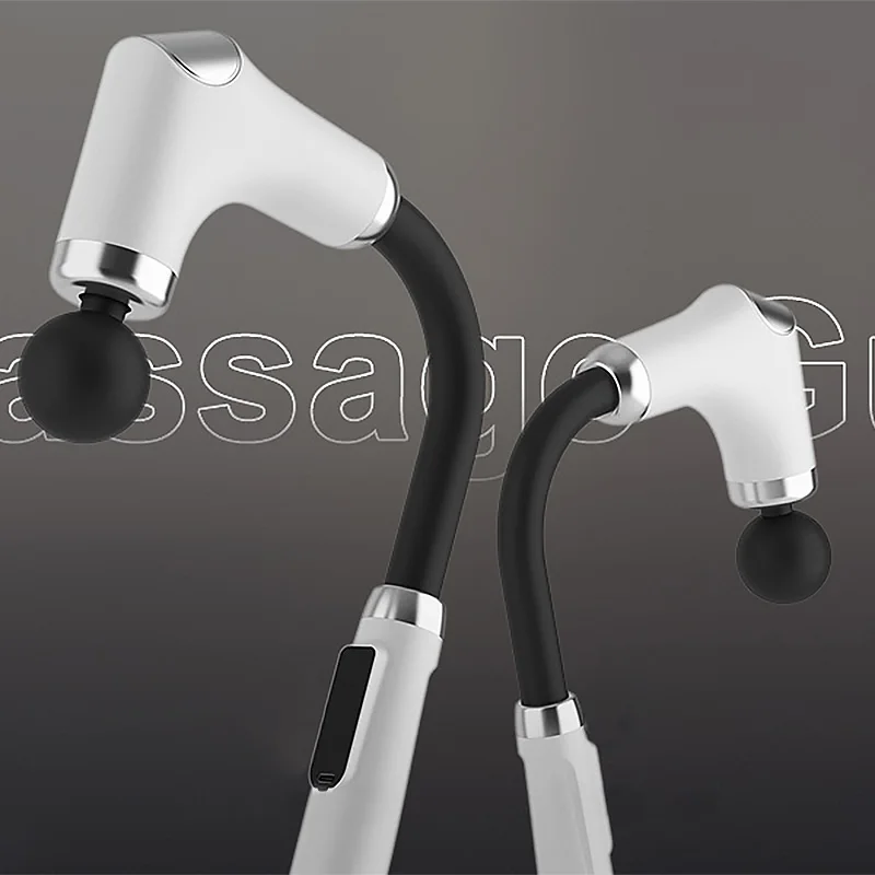 

Bending Head Fascia Gun Long Gandle Full Body Massager Meridian Massage Probe Shoulder Massager Electric Muscle Massage Gun