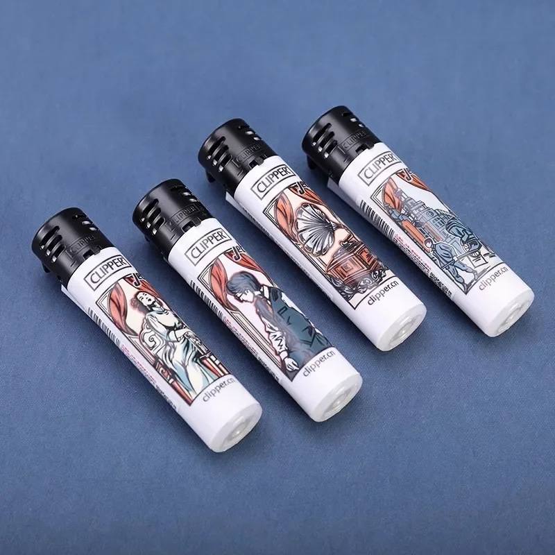 Clipper Lighter Butane Torch Inflatable Lighter Pink Flame Windproof Lighter Personalized Pattern Collectible Gift