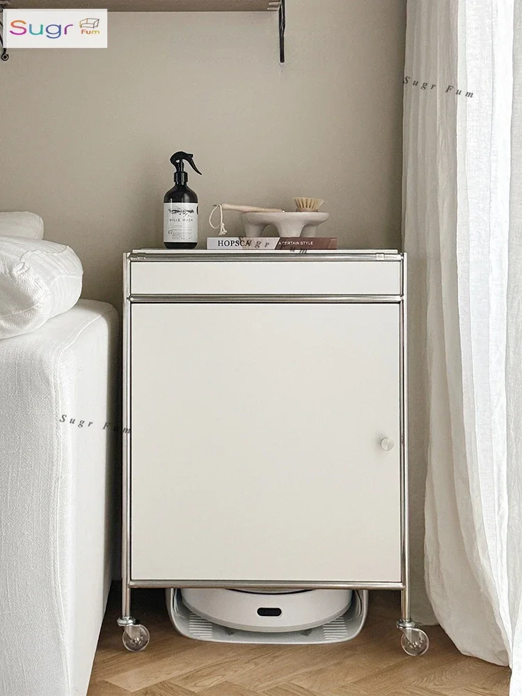 

Стеллаж для хранения робота-уборщика, мобильная гостиная из нержавеющей стали, диван, прикроватная тумбочка, напольный шкаф для хранения, маленькая тележка