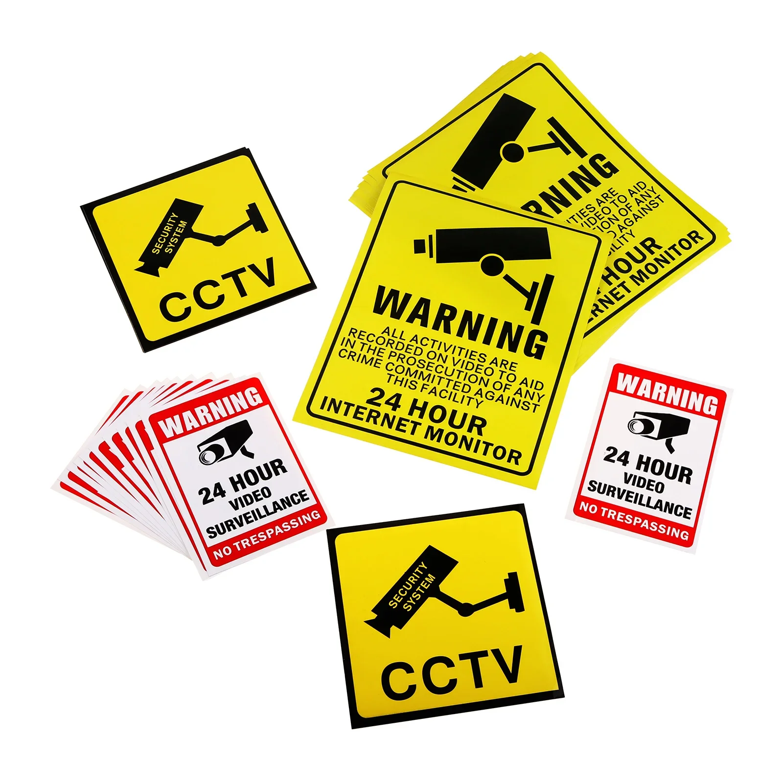 10Pcs/lot Wall Sticker 24H Video Camera System Warning Sign Wall Decal Surveillance Monitor Decal Public Area Security