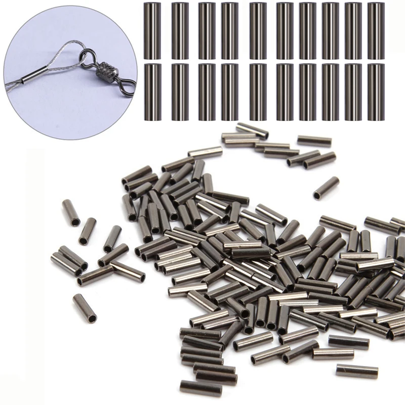 

500/600/1000pcs/box Single Barrel Crimp Sleeves Copper Tube Fishing Line Crimping Loop Cable Ferrule Wire Rope Connector Rigging