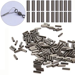 500/600/1000pcs/box Single Barrel Crimp Sleeves Copper Tube Fishing Line Crimping Loop Cable Ferrule Wire Rope Connector Rigging