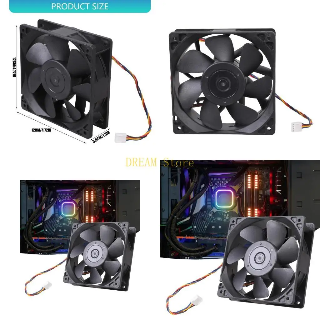 

Премиум DC12V 2.7A 4-проводной серверный вентилятор шарикоподшипник 6000 об/мин эффективное охлаждение 120x120x38 мм для рабочих