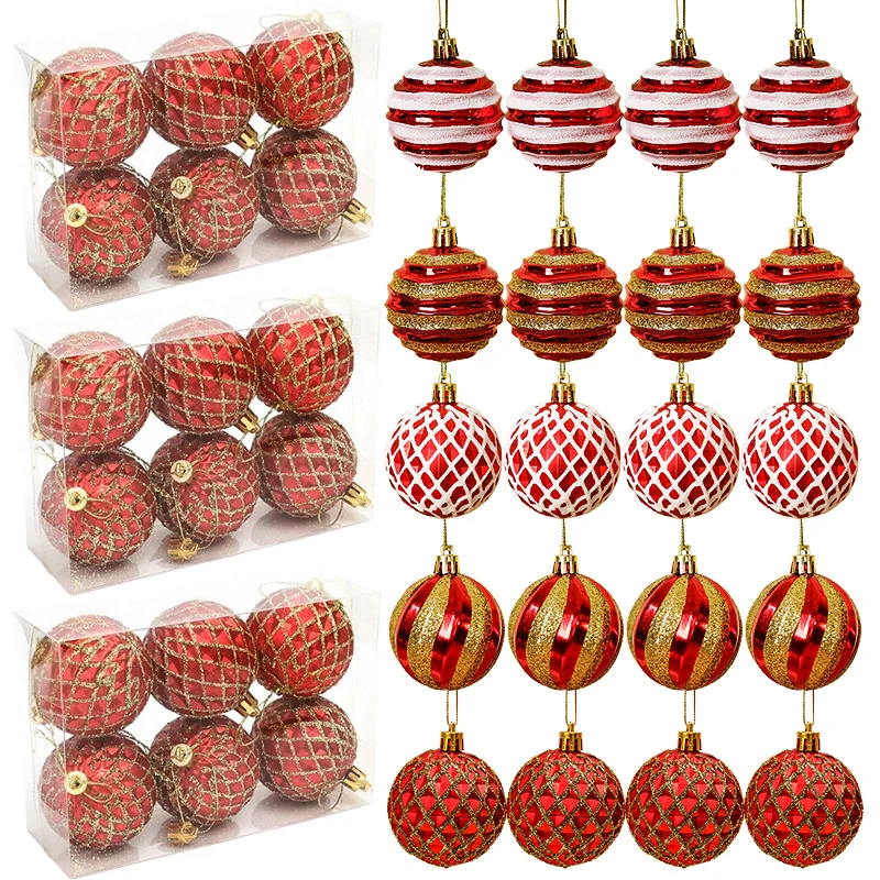 

6pcs/box 6cm Glitter Christmas Balls Ornaments Xmas Tree Hanging Pendant Christmas Decorations For Home 2025 Noel New Year Gift