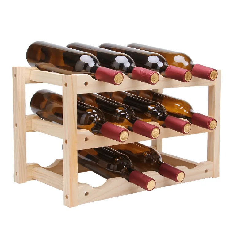 

Solid Wood Foldable Wine Rack for 12 Bottles Creative Durable Home Wine Storage