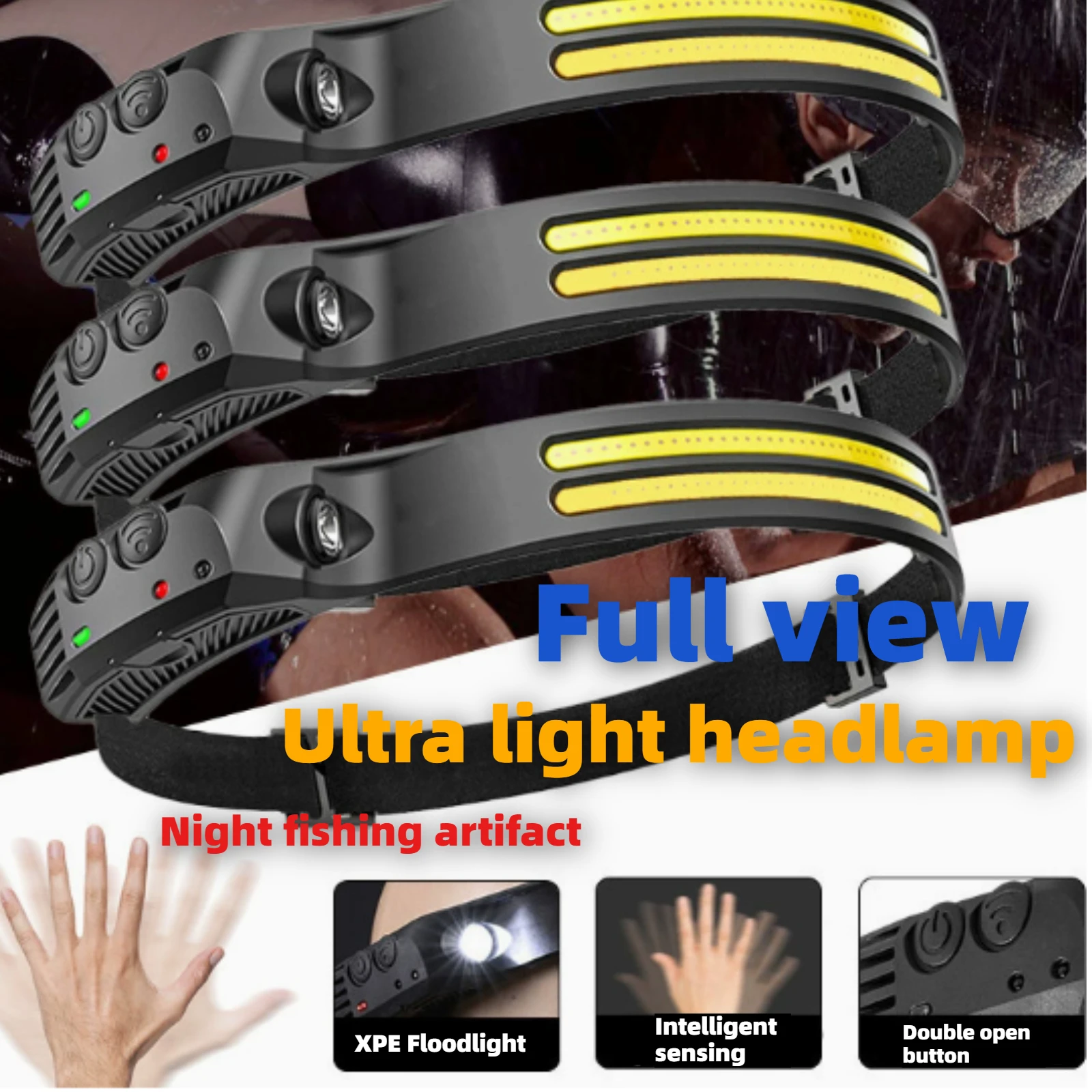 Headlight head mounted strong light charging night fishing headlight, fishing specific induction light, ultra long battery life