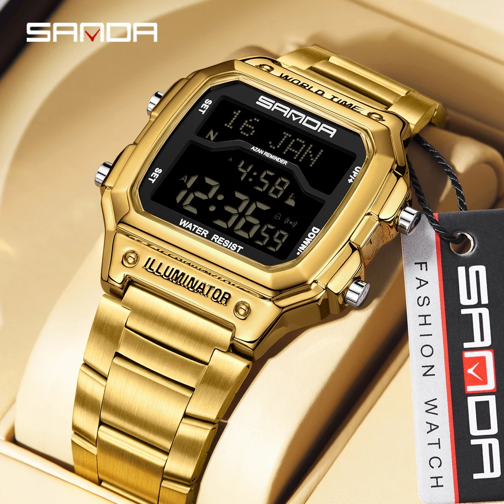 SANDA New 2173 Men's Electronic Watch Fashion Transport Multi Functional Waterproof LED Timing Men's Electronic Watch 2025
