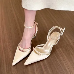 Fashion Summer Pointed Toe Sandals Women High Heels Shoes Slippers Sexy Bowknot Dress Wedding Pumps Slingback Mujer Zapatillas