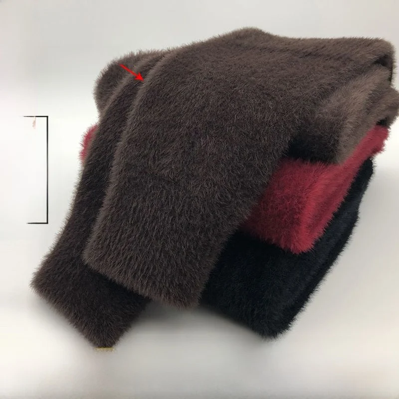 Thiened Pure Color M Fem Inverno Caldo Vita Alta Elastico Anti-freddo Coppia Base Fce Pantaloni Autunno Inverno Poliestere