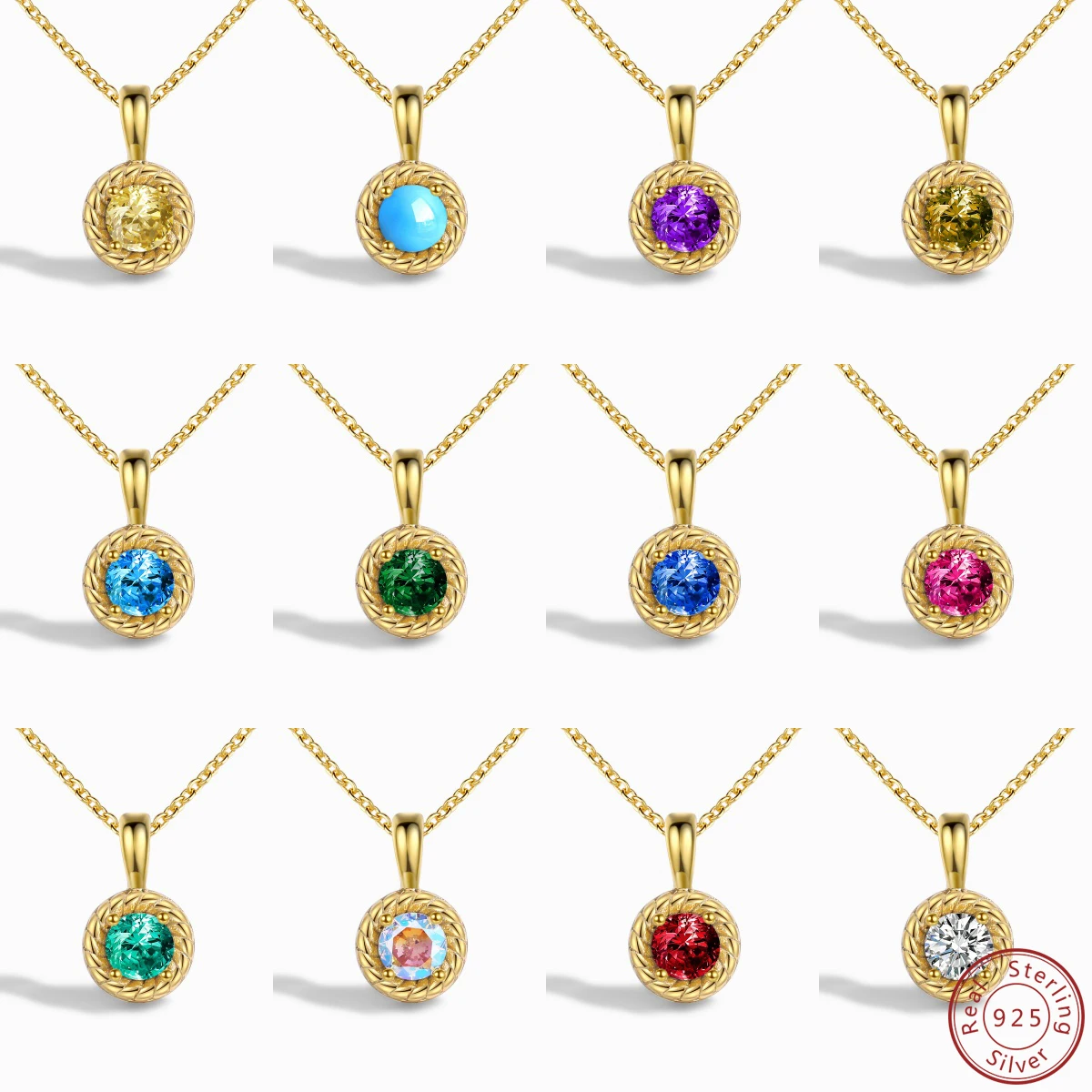 2024 Original Design 100%925 Sterling Silver Fashion Fashion Fashion Round Pendant Necklace Multi color Gemstone Women's Jewelry