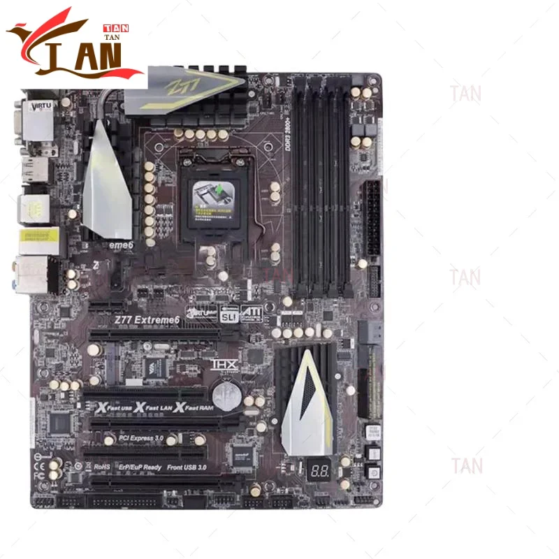 Para placa base Asrock Z77 Extreme6 Z77 32GB LGA 1155 DDR3 ATX placa base 100% probado envío rápido bronceado