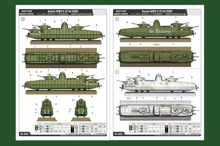 Hobbyboss-ミリタリープラスチックアセンブリモデルキット、soviet MBV-2 F-34ガン、85515、1:35スケール