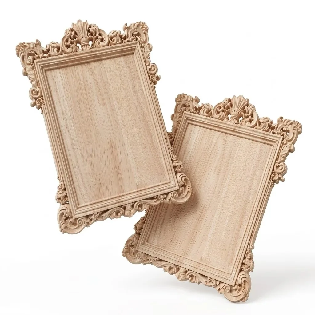1pcs Vintage Wood Carving/1pc Photo Frame/Unfinished Wooden Wall Decoration/Timeless Carving Design/Wooden Photo Frame