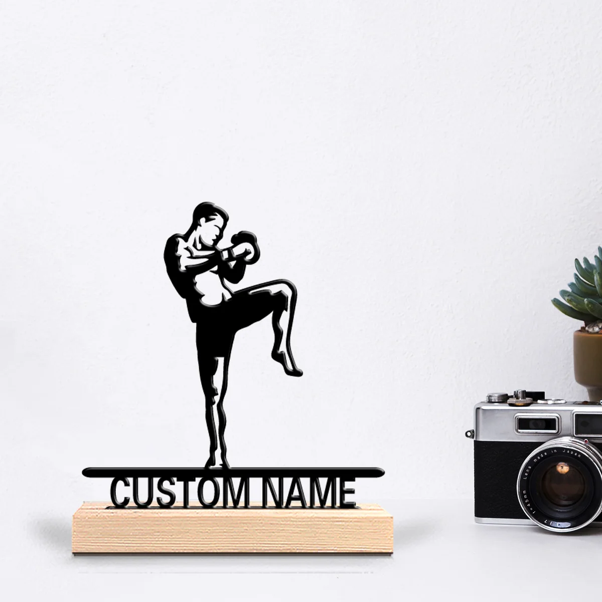 1pc Romantic Personalized Custom Boxing Metal Statues Sports Enthusiast Gift With Wooden Base Perfect For Bedrooms Commemorative