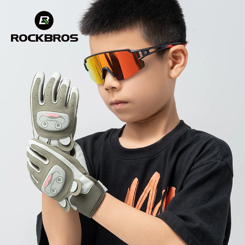ROCKBROS Winter Child Glove Keep Warm Gloves Fleece Long Finger Touch screen Cycling Gloves Windproof Children Gloves
