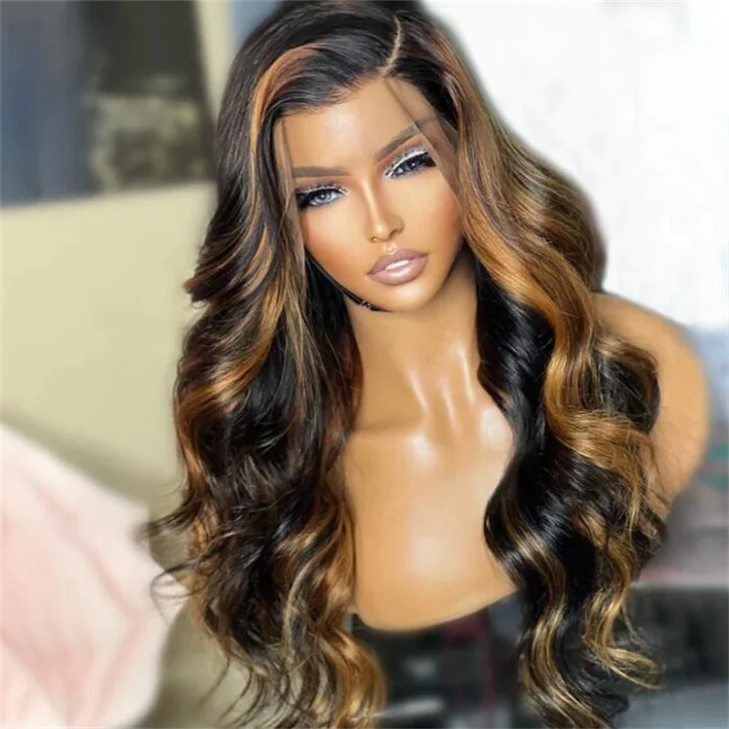 Soft Long 180Density 24inch HD Lace Highlight Blond Wave Jewish 5x5 Silk Base European Human Hair Wig For Women BabyHair