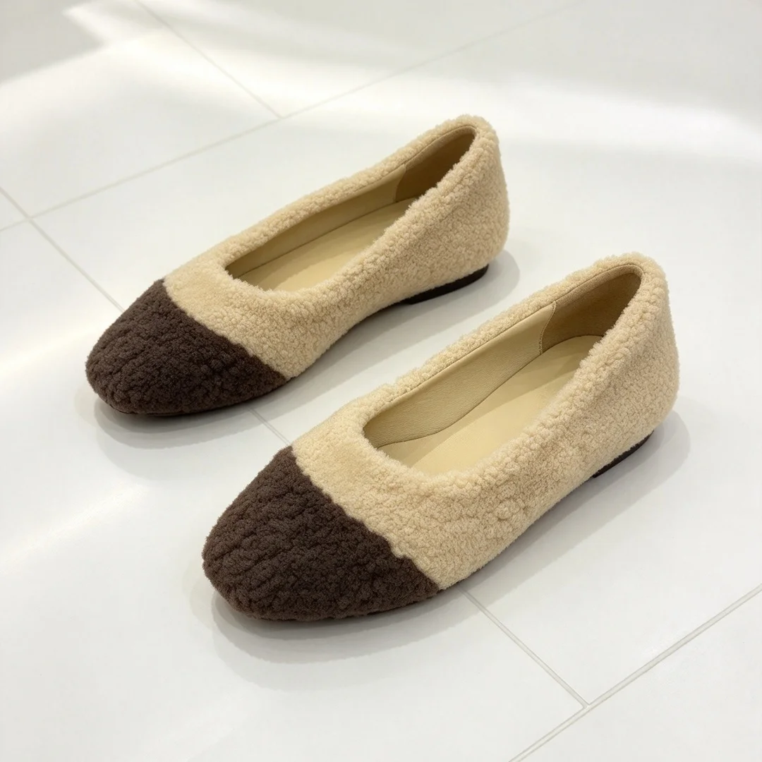 Luxury Brand Women’s Slip-on Hiking Shoes Ballet-style Shoes Handcrafted Versatile Stylish Upper Wool Material Commuter Shoes