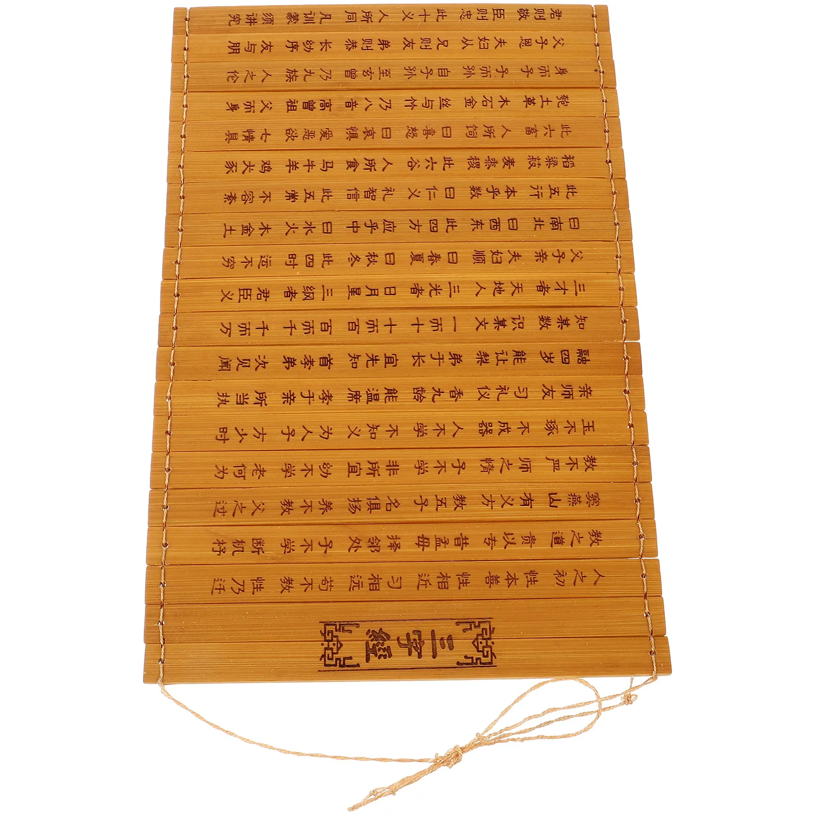 Bamboo Book Prop Three Character Primer Retro Desktop Ornament Home Office Decor Vintage Aesthetic