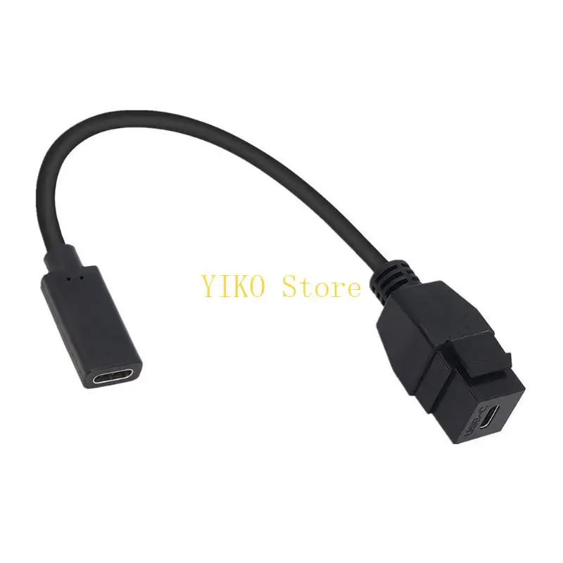 K32C Fast Speed USB C Keystone Jacks Adapter Insert Cable Female to Female 10Gbps Data Transfer and Charging Extension 20CM