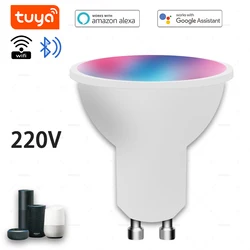 Bombilla inteligente GU10 Tuya Wifi de 9W, lámparas RGB de 220V, foco regulable de vida inteligente, Control por voz, funciona con el asistente de Google Alexa