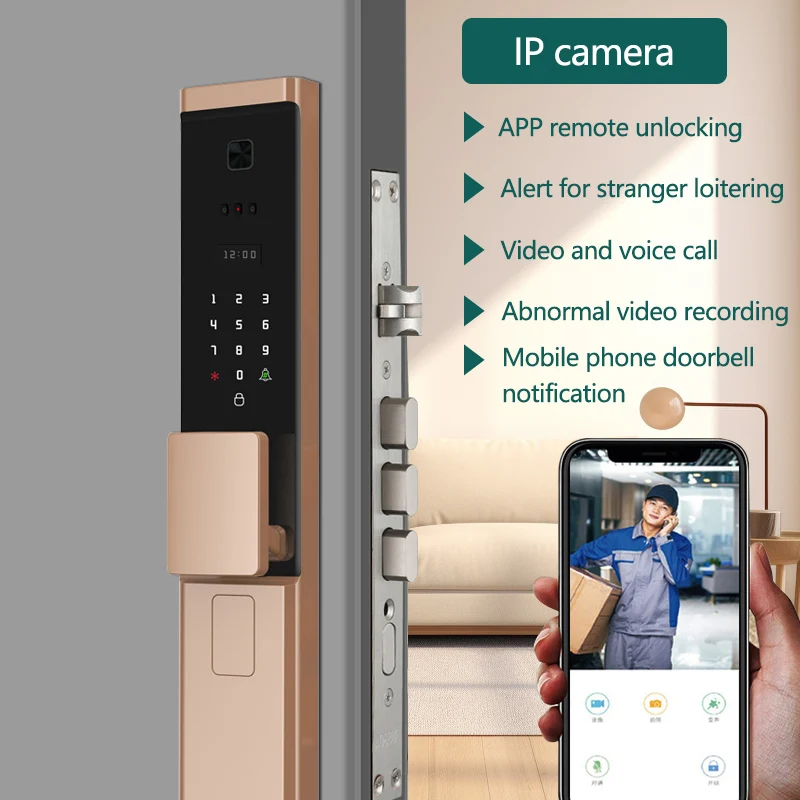 IP65 قفل ذكي مقاوم للماء مع مراقبة في الوقت الحقيقي التعرف على الوجه بصمة قفل الباب WIFI Tuya APP عن بعد #3