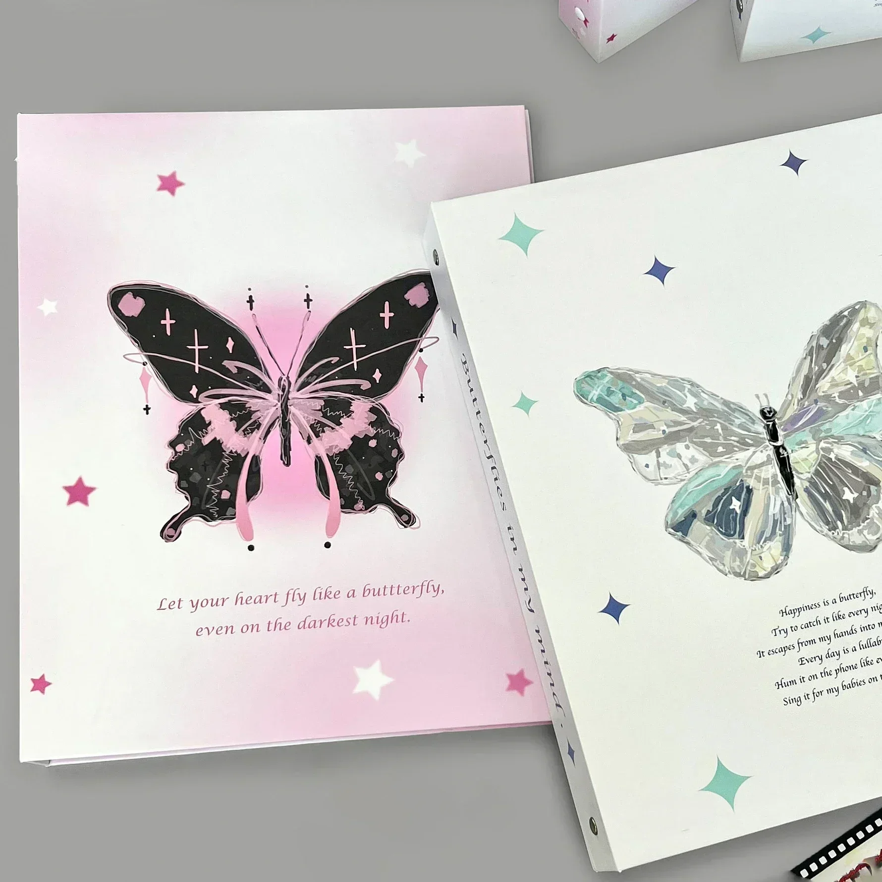 IFFVGX-Porte-carte photo papillon, A4, A5, classeur, K-pop, idole, album photo Kawaii, livre de renforcement, journal de bricolage, bijoux, albums