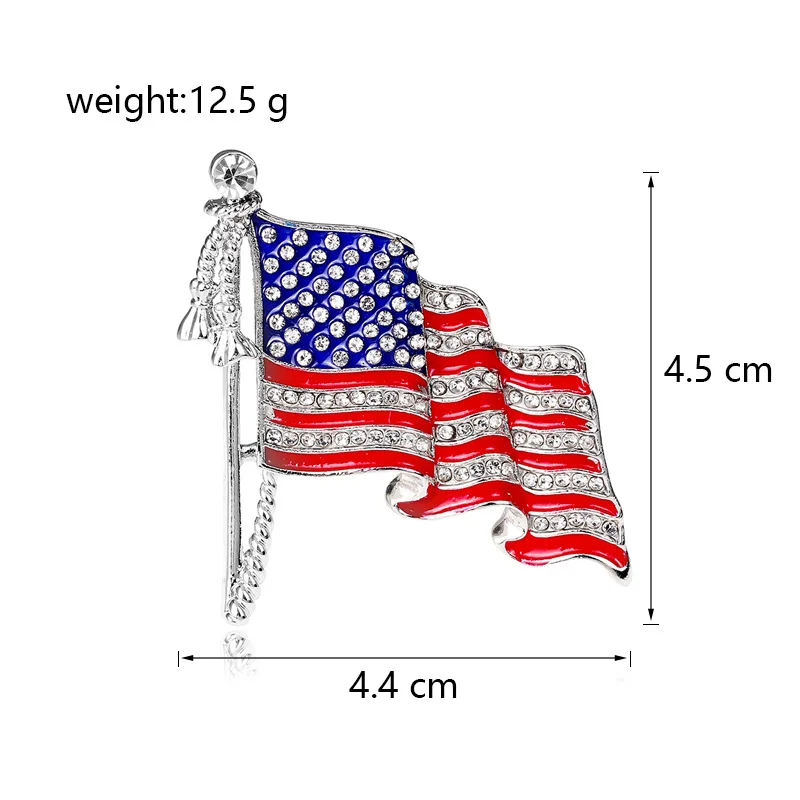 New Cross-Border American Flag Brooch Alloy Diamond Badge Oil Pin Clothing Anti-light Badge