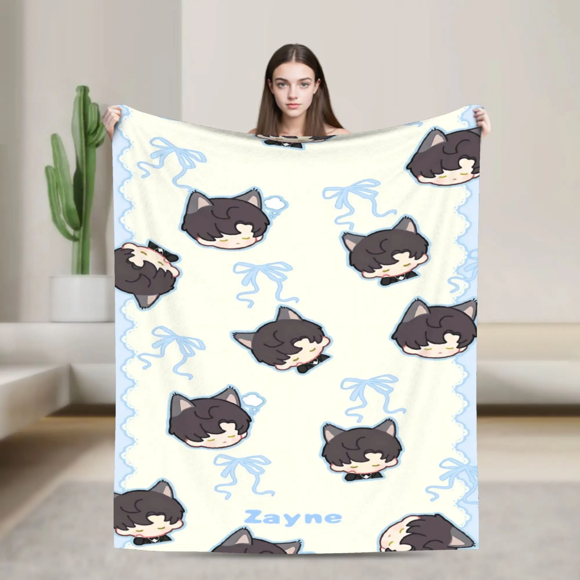 COOL V-Valko L-Love and Deepspace Flannel Blanket  Warm Throw Blanket for Living Room Airplane Travel Bedspread Sofa Bed Cover