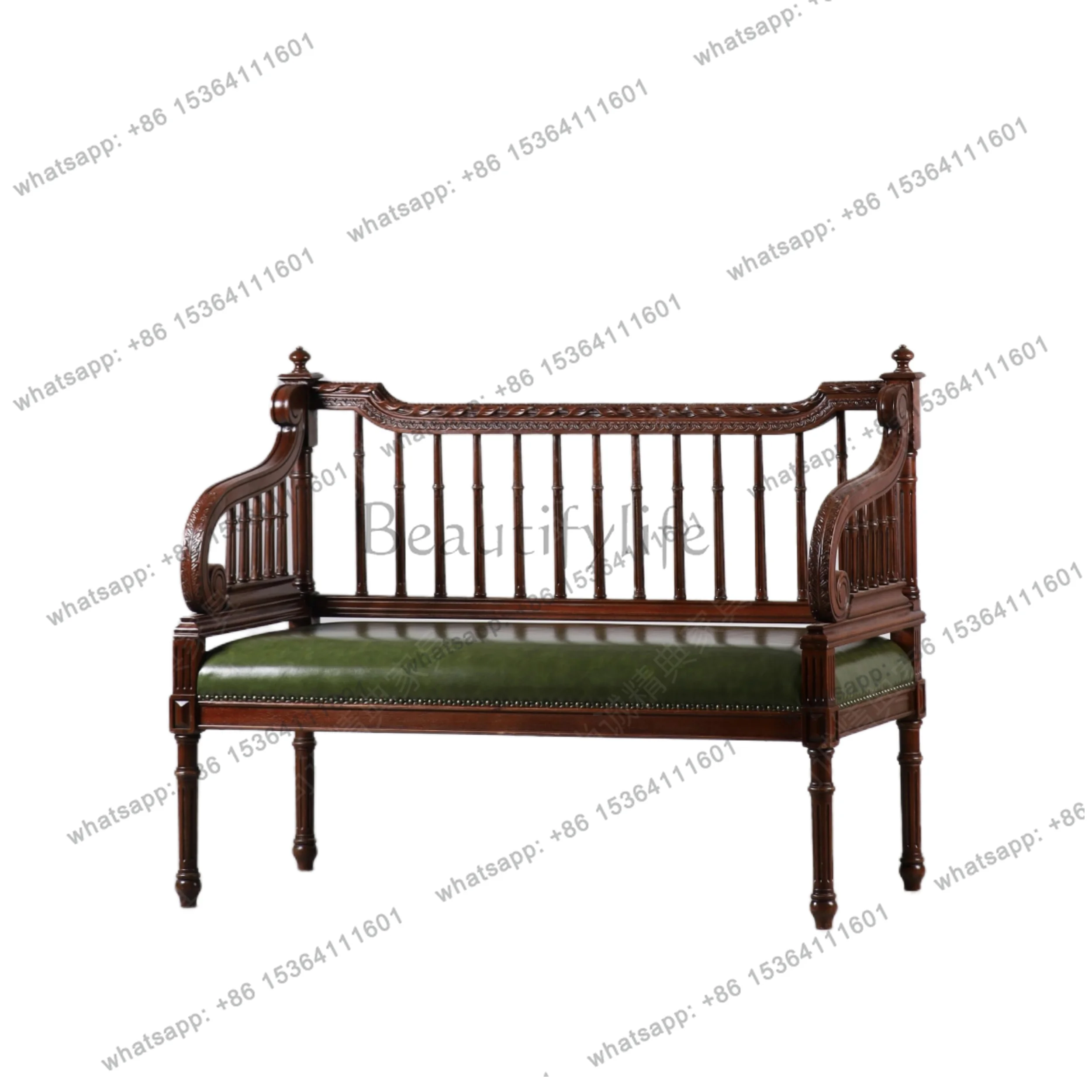 

Vintage solid wood lounge chair carved French medieval old