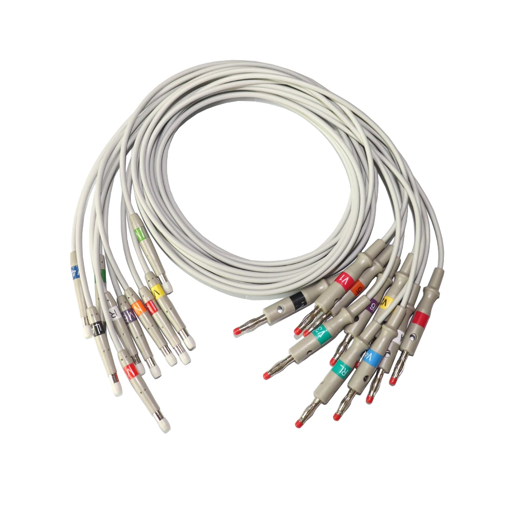10-Lead Compatible Welch Allyn Leadwire Set with Banana Ending AHA Compatible ECG Electrodes for Medical Diagnostic Equipment