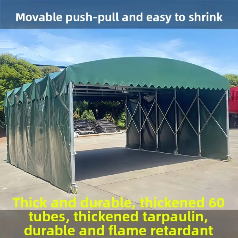Mobile push-pull canopy Outdoor large telescopic workshop Warehouse Rainproof canopy Parking tent Shrinking awning
