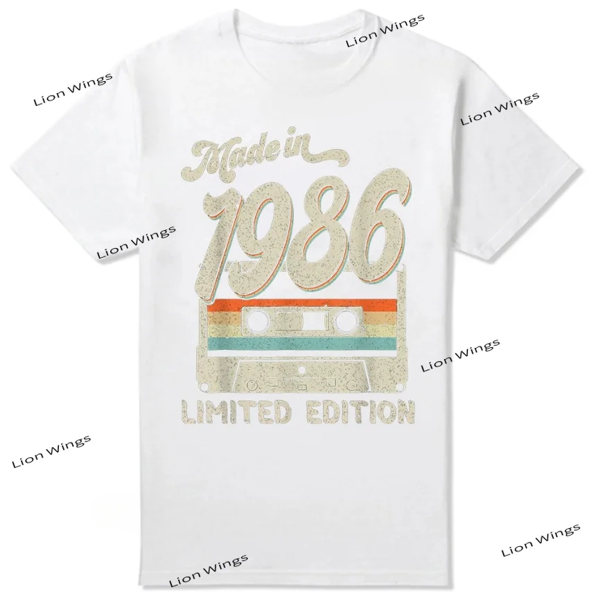 Funny Made in 1986 Limited Edition Cassette Vintage 38th Birthday T Shirts Summer Graphic Cotton Short Sleeve T-shirt Men Tees