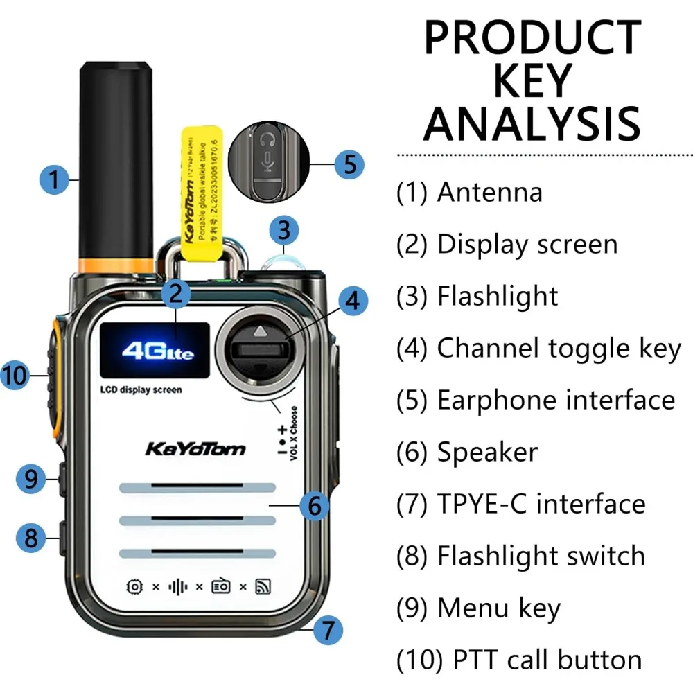 Global Walkie Talkies Rapid Radios 4G PoC Two Way Radios Unlimited Range PTT Push To Talk Over Cellular Radio (2 with SIM Card)