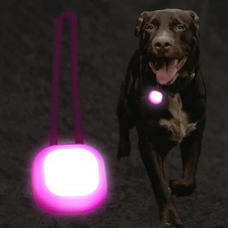 Dog Collar Light Silicone Glowing Pendant Dog Light Battery Powered Pet Supplies Multifunctional Light Up LED Pendant For School