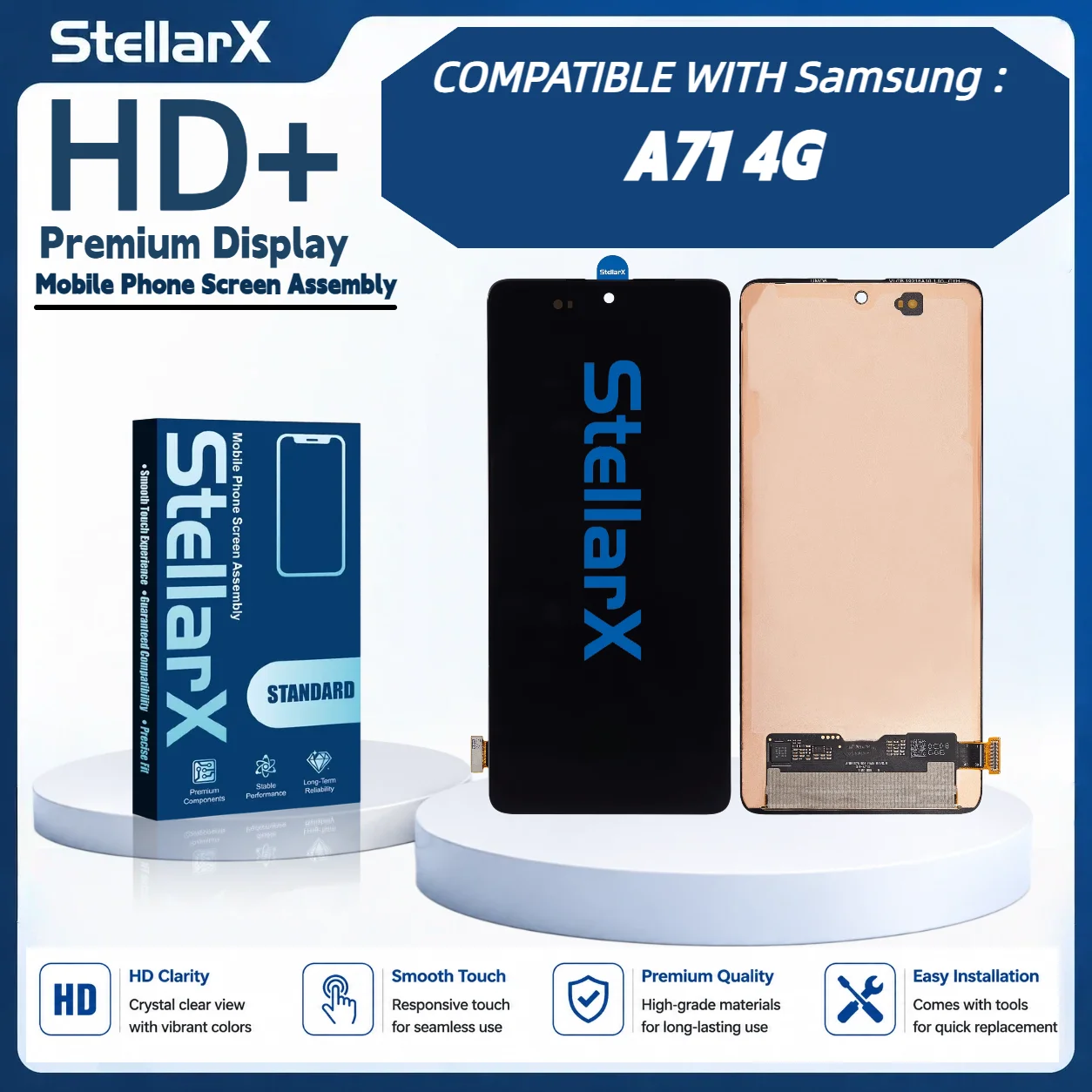 StellarX HD+ High Resolution Display Screen Replacement for Samsung A71 4G LCD Assembly Without Frame with Free Tools