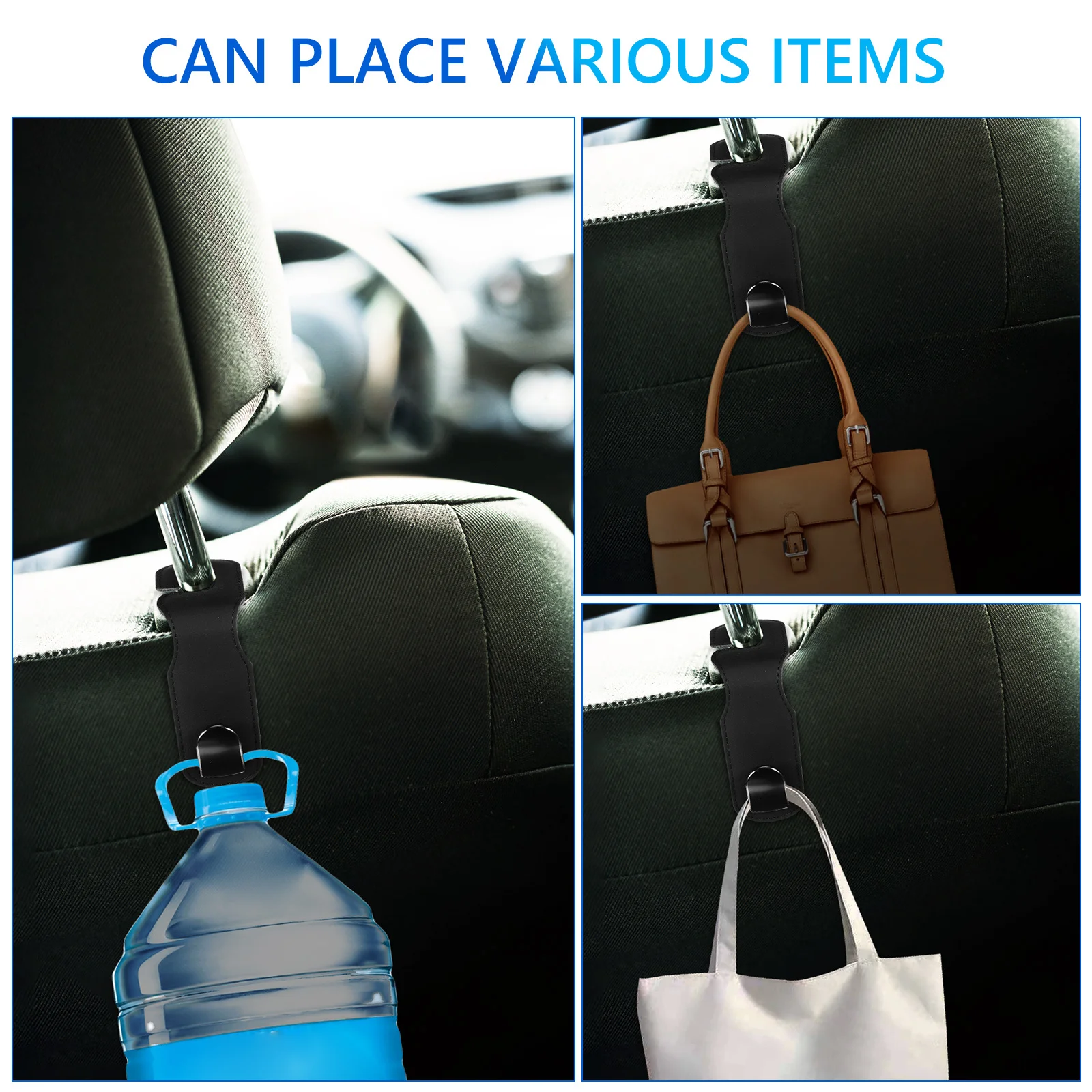 

2Pcs Car Headrest Hooks Durable Car Seat Hangers Organizer Purse Holder Backseat Hooks Heavy Duty Headrest Hanger Hook