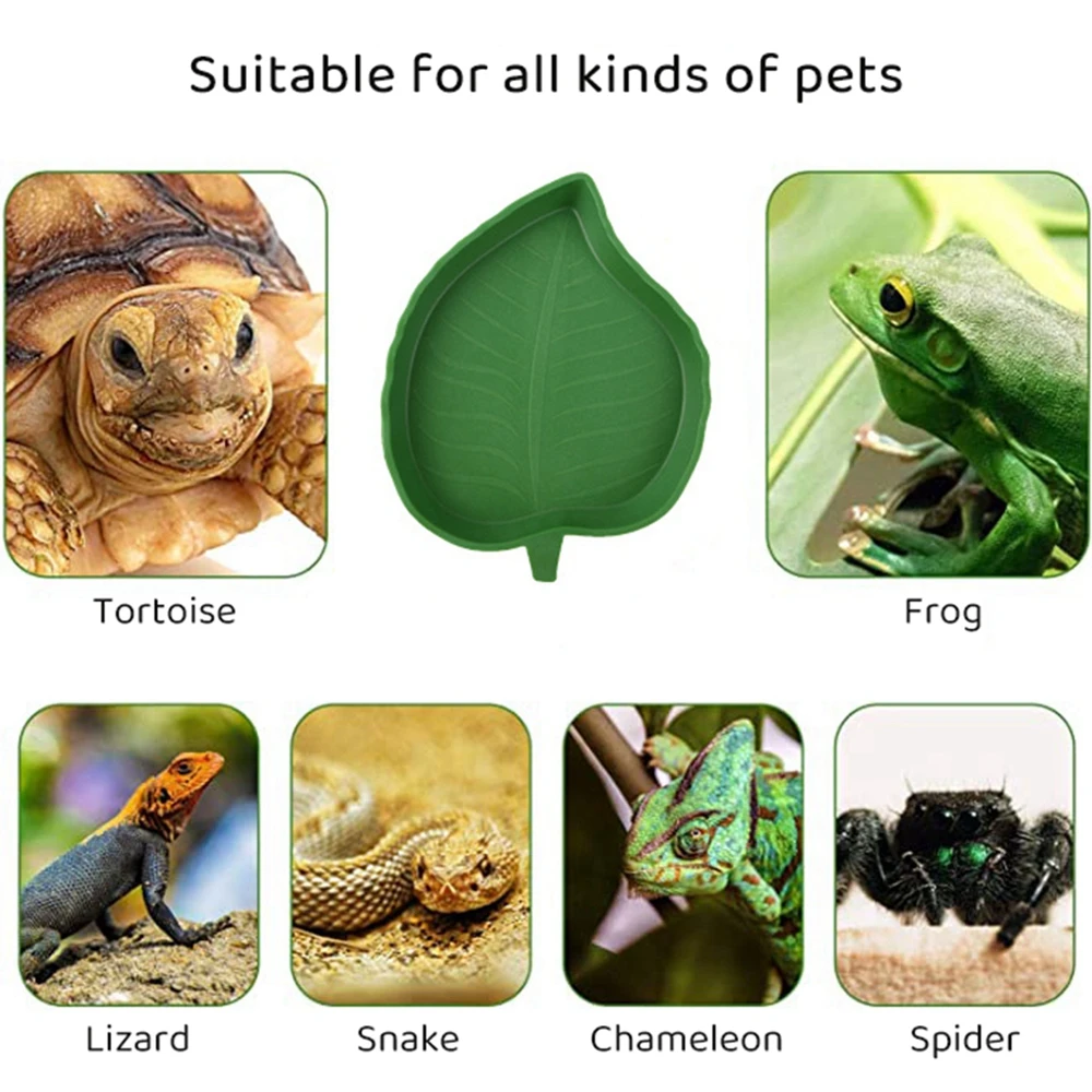 1PCS Leaf Shape Reptile Feeder Food Water Bowl For Turtle Lizards Hamsters Snakes Tortoise Gecko Small Pets Feeder Pet Supplies