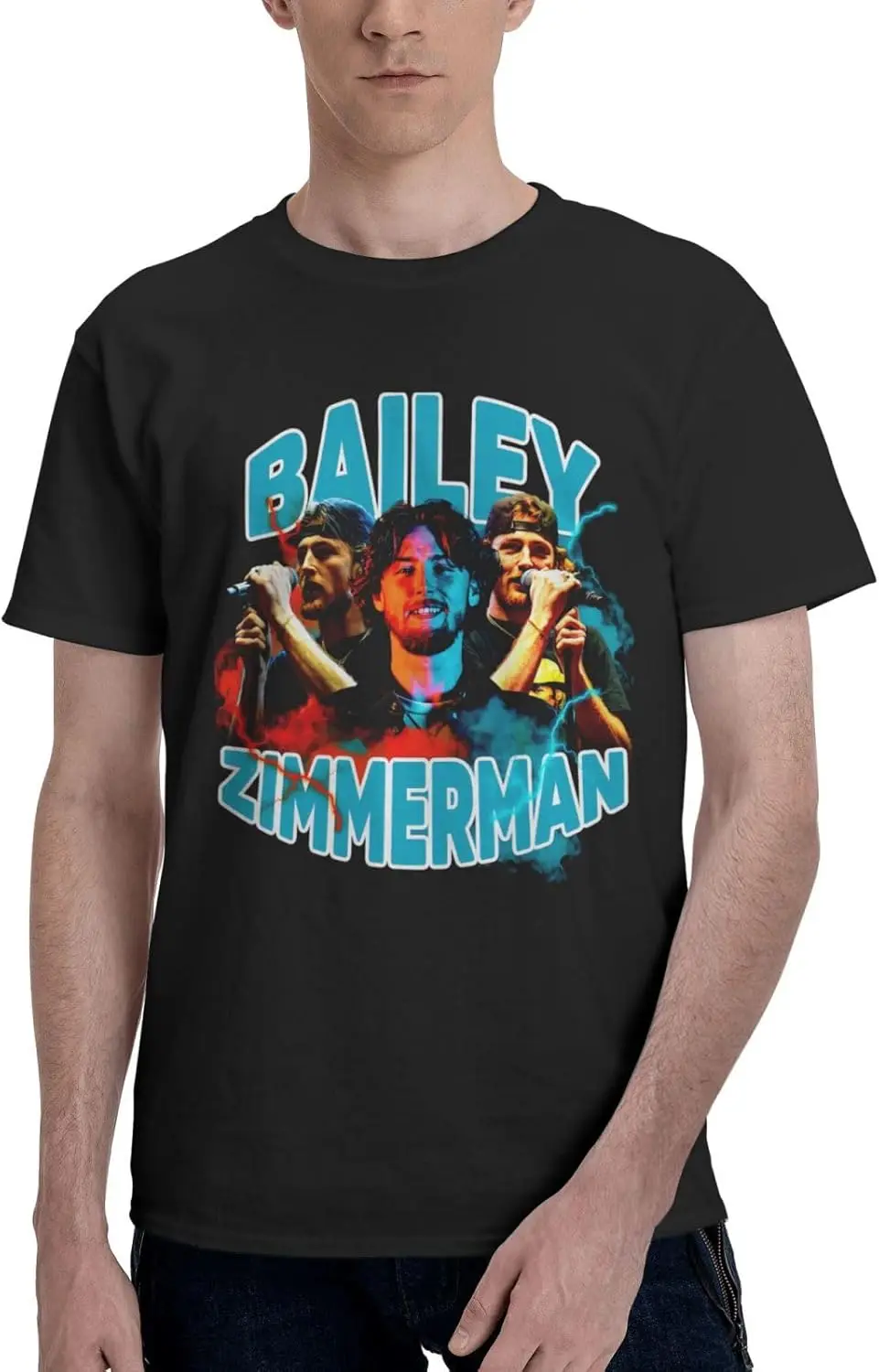 Bailey Music Zimmerman Shirt Men's Cotton Short Sleeve Printed T Shirt Casual T-Shirts Crew Neck Tee Shirt Tops Black