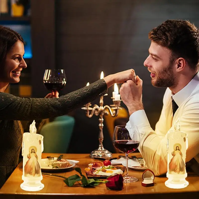 LED Christ Tealight Flameless Battery Powered LED Pillar Light Creative Christ Tealight Multifunctional Decorative Church