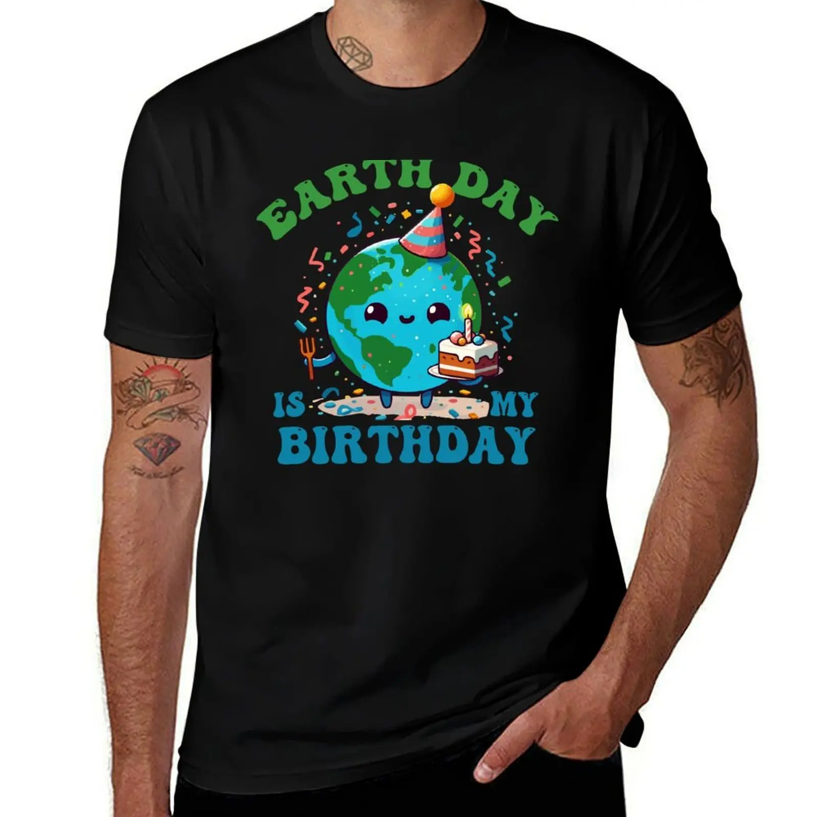 Earth Day Is My Birthday Pro Environment Birthday Environmental Awareness Groovy Girls boys T-Shirt man t shirts cotton T-Shirt