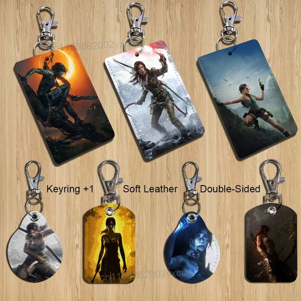 

Tomb Raider Legacy of Atlantis Card Holder With Keychain Executive Protection For Bank Credit Subway Bus Case