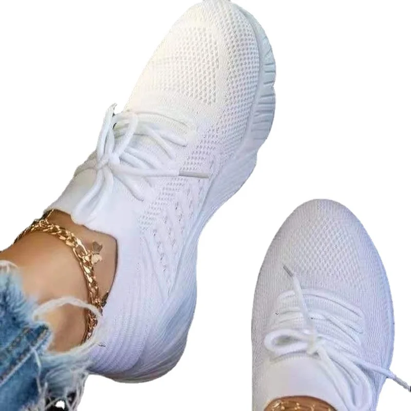 Sneakers Shoes 2024 Fashion Lace Up Platform Shoes for Women\'s Summer Plus Size Flat Mesh Sports Shoes Woman Vulcanize Shoes