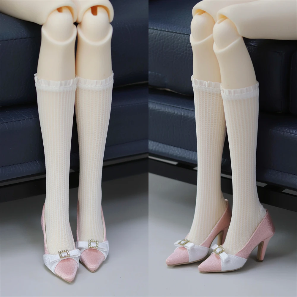 1/3 SD16/GR/ DD 스팟 인벤토리 우아한 소녀용 블랙 화이트 부드러운 실크 하이힐 선물 장난감 BJD 인형 신발 인형 액세서리
