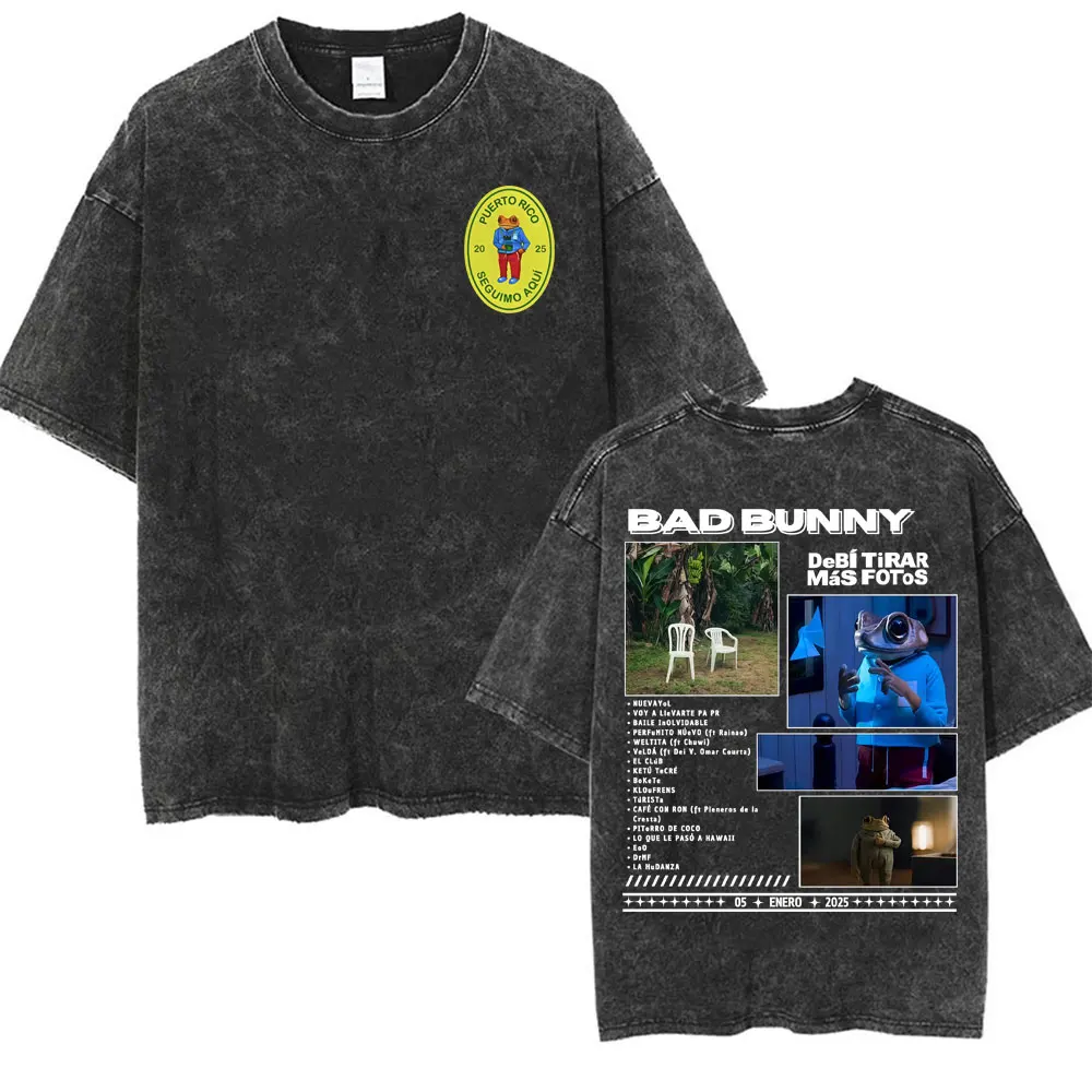 

Футболка Bad Bunny Debi Tirar Mas Fotos DTMF, модная, в стиле 90-х, с мультяшным принтом, хлопковая, винтажная, с эффектом потертости, оверсайз, для мужчин и женщин
